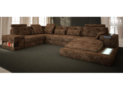 Eckcouch U-Form Canapé Design Canapé Textil Wunnlandschaft Bettfunktioun Stoff