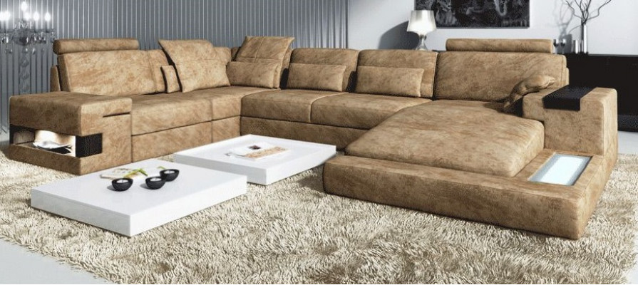 Eckcouch a Form vum U Couch Polstersofa Couch Sofazen Couchen Eckcouch Design Miwwelen Nei