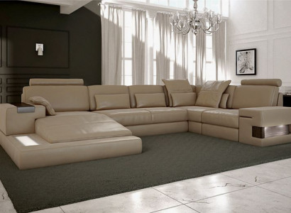 Wohnlandschaft Lieder Design Ecksofa U-Form Canapé Bettfunktioun Couch Textil Canapéë