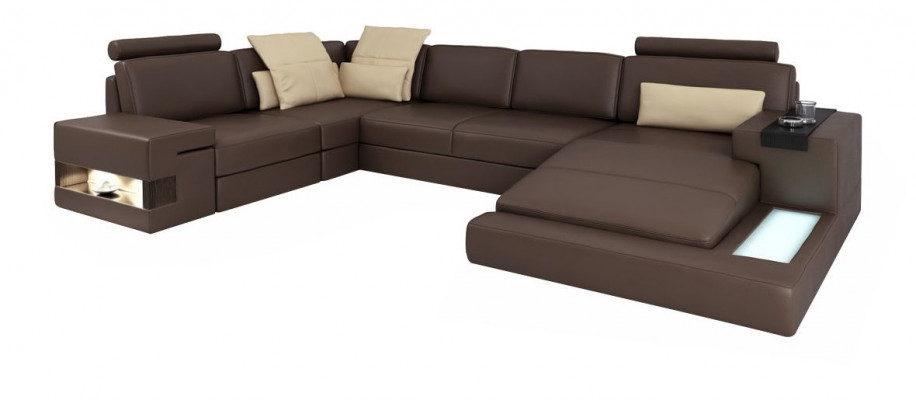 Design Ecksofa U-Form Schlofffunktioun Canapé Lieder Sofas Schloffcanapé Stoff Nei