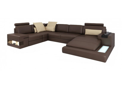Design Ecksofa U-Form Schlofffunktioun Canapé Lieder Sofas Schloffcanapé Stoff Nei