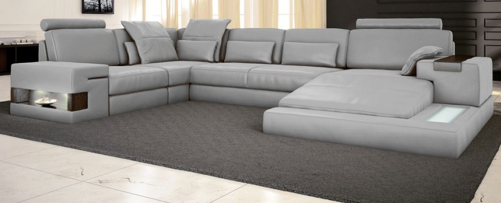 Schlofsofa Canapé Design Polster Textil Eck Wunnlandschaft Eckcanapé Stoff U-Form