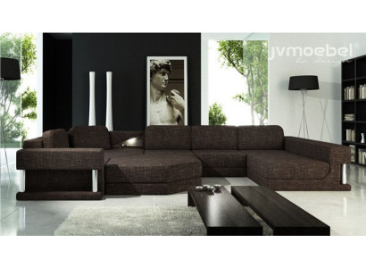 Wunnlandschaft a U-Form Bettfunktioun Textil Stoff Grouss Ecksofa Sofa Polster Couch