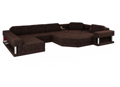 Design Ecksofa U-Form Bettfunktioun Couch Textil Sofas Schlofssofa Lieder Stoff Nei