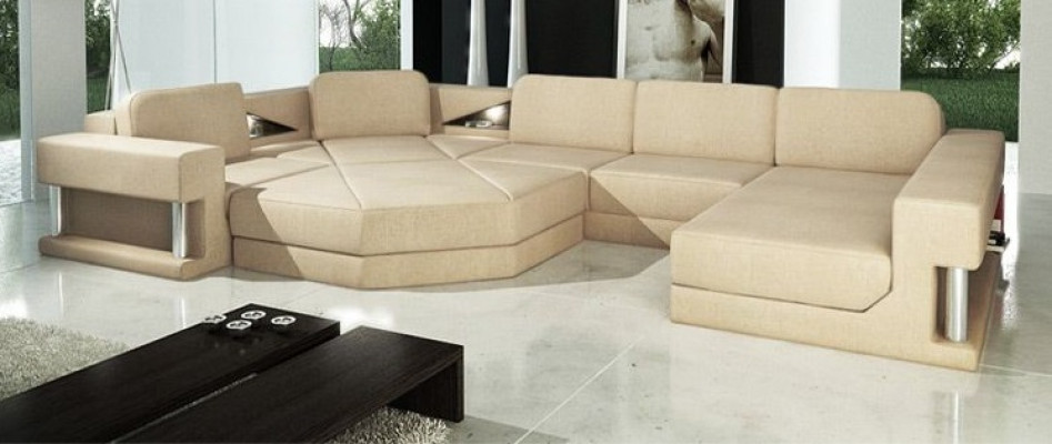 Eckcouch Polster Sitz Stoff Couch Sofas Couchen U-Form Wunnlandschaft Miwwelen Nei