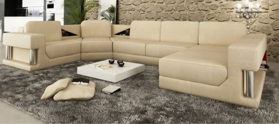 Eckcouch Polster Sitz Stoff Couch Sofas Couchen U-Form Wunnlandschaft Miwwelen Nei