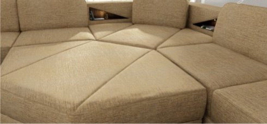 Eckcouch Polster Sitz Stoff Couch Sofas Couchen U-Form Wunnlandschaft Miwwelen Nei