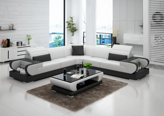 Liederdivan Canapé Wunnlandschaft Eckdivan Eck Garnitur Design Modern Divan G8002B
