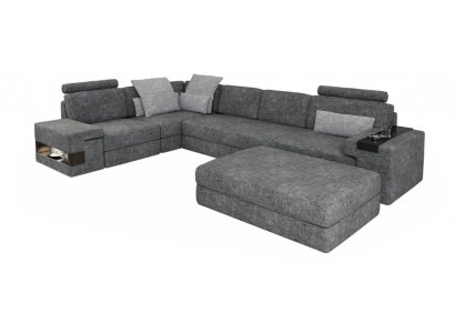 Wunnzëmmer L-Form modern elegant Design Canapé Ecksofa Hocker Polstermöbel NEI