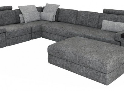 Wunnzëmmer L-Form modern elegant Design Canapé Ecksofa Hocker Polstermöbel NEI