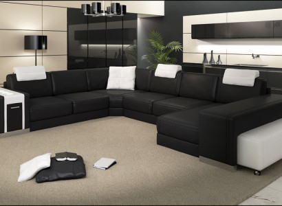 Wunnlandschaft Sofa mat USB Couch Polster Ecke XX Grouss Ecksofa Ledersofa Design