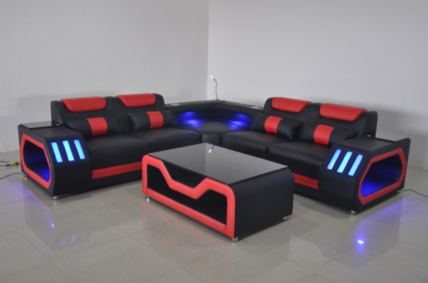 Wunnzëmmer Eckcanapé L-Form Lieder Holz Modernen Design Polsterung Couch Nei