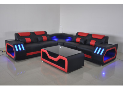 Wunnzëmmer Eckcanapé L-Form Lieder Holz Modernen Design Polsterung Couch Nei