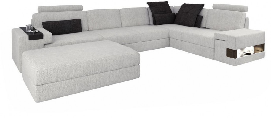 Designer Sofa Polster Canapé Ecksofa mat Hocker Garnitur Wunnlandschaft L-Form