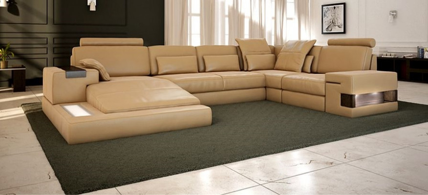 Design Polster Modern Lieder Bettfunktioun nei Stoff Ecksofa U-Form Sofa Couch