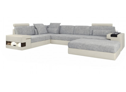 Wunnraum L-Form Modernen Design Sofa Sofas Sëtzplaz mat Hocker Wunnlandschaft Miwwelen