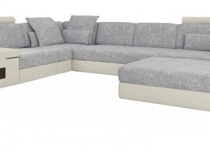 Wunnraum L-Form Modernen Design Sofa Sofas Sëtzplaz mat Hocker Wunnlandschaft Miwwelen