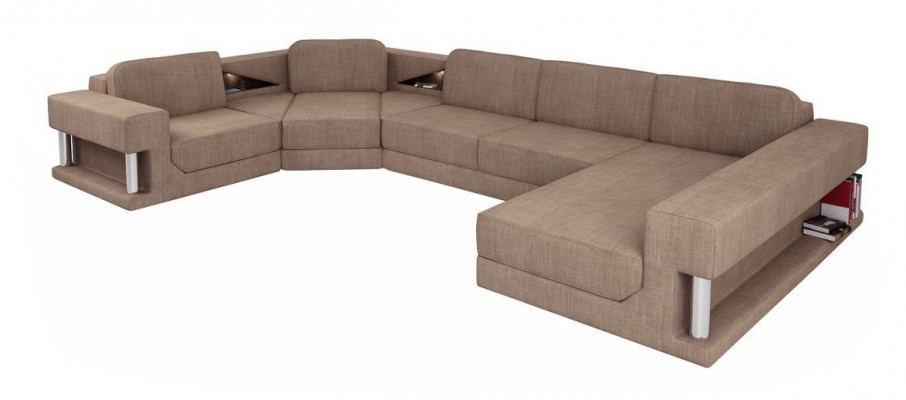 U-Form Bettfunktion Canapé Design Polster Textil Eck Wunnlandschaft Ecksofa Stoff