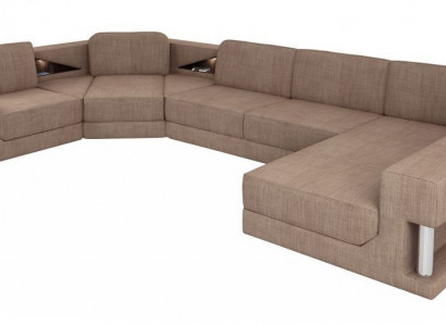 U-Form Bettfunktion Canapé Design Polster Textil Eck Wunnlandschaft Ecksofa Stoff