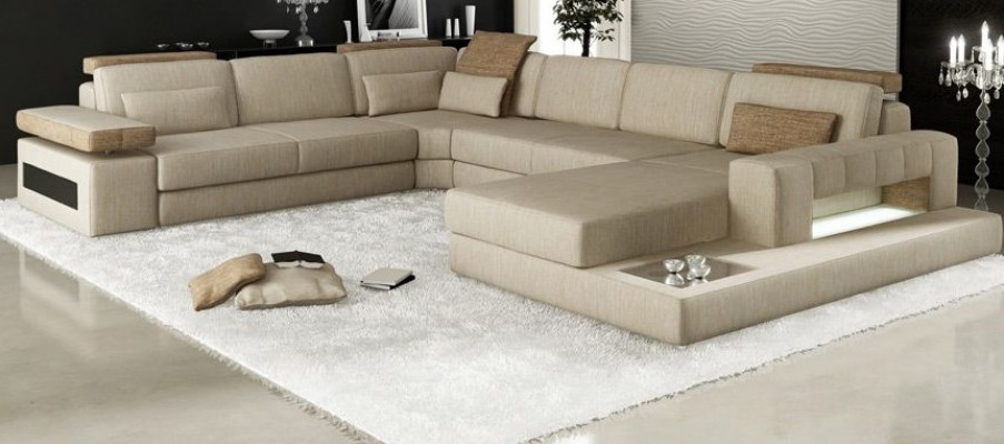 Wunnlandschaft U Form Eckssofa Sofa Canapé Polster Eck Schéinen XXL Stoff