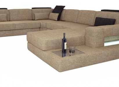 Wunnlandschaft Ecksofa Sofa Canapé Sofa U-Form Samt Stoff Sëtz Designer Nei
