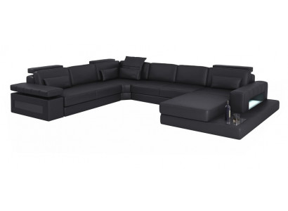 Wunnlandschaft Bettfunktioun Lieder Ecksaddel U-Form Sofa Couch Textil Sofaen Design