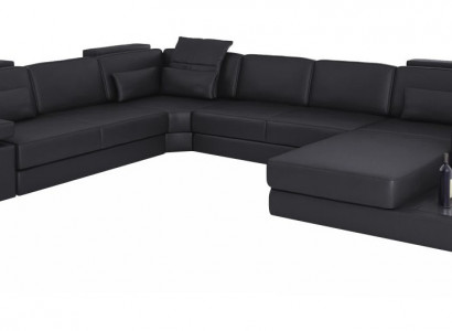 Wunnlandschaft Bettfunktioun Lieder Ecksaddel U-Form Sofa Couch Textil Sofaen Design