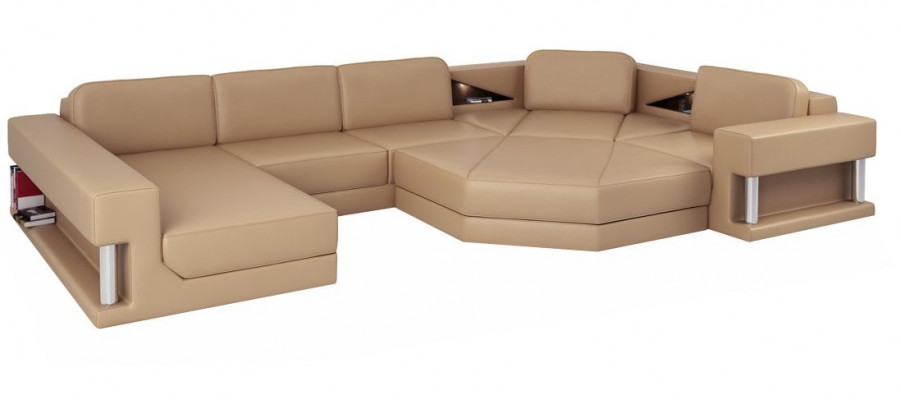 Wunnlandschaft Design Modern Sofa Ecksofa Sofa U-Form Ledersofa Couch Textil Nei