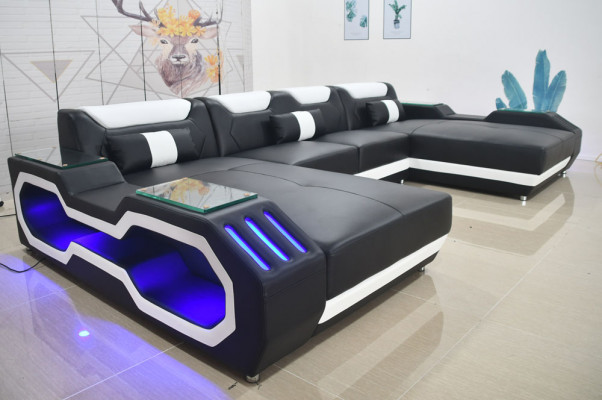 Canapé an U-Form Wunnlandschaft Sofa Canapé Stoff-Eck Canapéen Lieder.