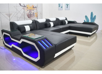 Canapé an U-Form Wunnlandschaft Sofa Canapé Stoff-Eck Canapéen Lieder.