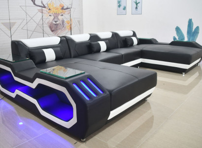 Canapé an U-Form Wunnlandschaft Sofa Canapé Stoff-Eck Canapéen Lieder.