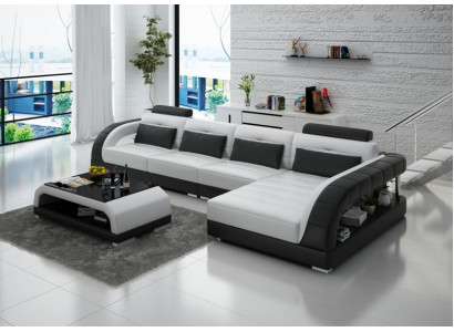 Ledersofa USB Wunngarnitur Eckkanapé Eck Garnitur Design Moderne Sofa G8012C Nei