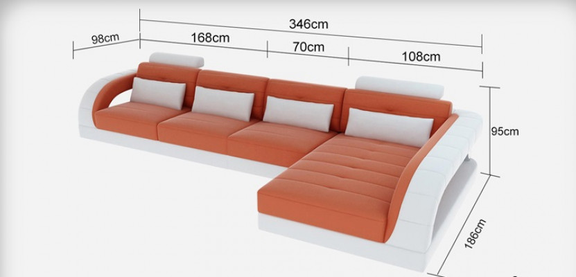 Ledersofa USB Wunngarnitur Eckkanapé Eck Garnitur Design Moderne Sofa G8012C Nei