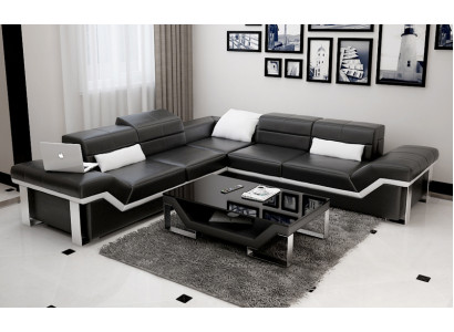 Ledersofa USB Wunnlandschaft Ecksofa Eck Garnitur Design Sofa Couch K5007B Nei