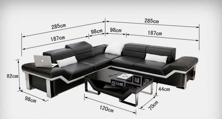 Ledersofa USB Wunnlandschaft Ecksofa Eck Garnitur Design Sofa Couch K5007B Nei