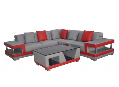 Ledercouch Couche Wunnlandschaft Eck-Garnitur Dekor Design Modern Canapé L-Form
