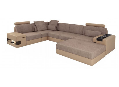 Canapé Eckcanapé Lieder Wunnzëmmer Holz Beräich Hocker modern L Form NEI Set
