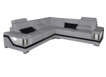 Ledercouch Couch Wunnlandschaft Eck Garnitur Design Modern Eck Sofa L-Form L6002