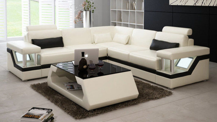 Ledercouch Couch Wunnlandschaft Eck Garnitur Design Modern Eck Sofa L-Form L6002