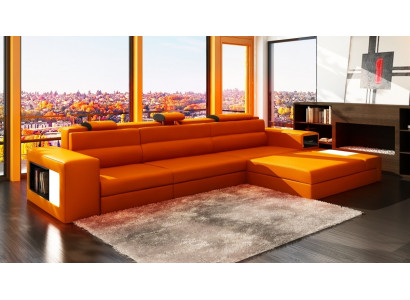 Ledersofa mat USB Wunnlandschaft Ecksofa Eck Garnitur Design Modern Sofa B2006B