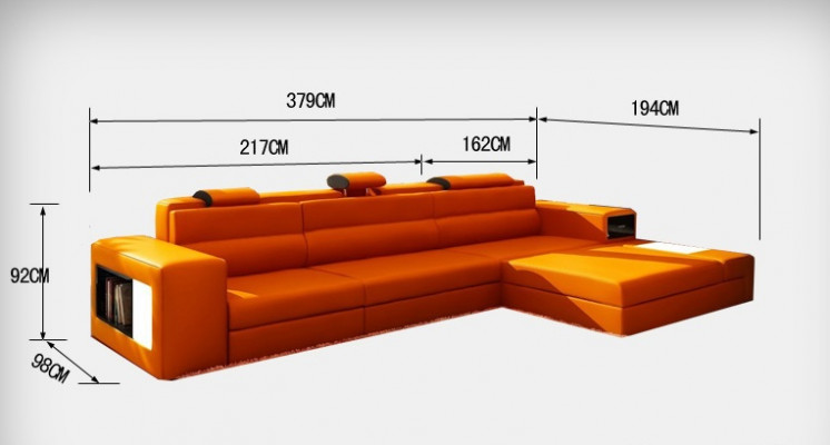 Ledersofa mat USB Wunnlandschaft Ecksofa Eck Garnitur Design Modern Sofa B2006B