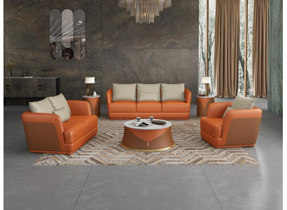 Italienesch Designer Wunnzëmmer Miwwelen Ledersofa Canapé Garnitur Sofa Canapé Set