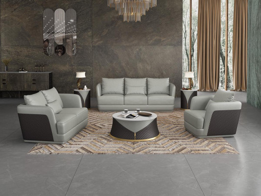 Italienesch Designer Wunnzëmmer Miwwelen Ledersofa Canapé Garnitur Sofa Canapé Set