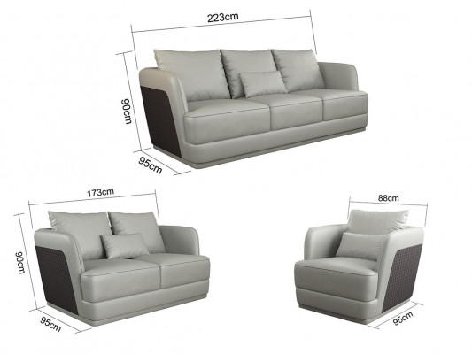 Italienesch Designer Wunnzëmmer Miwwelen Ledersofa Canapé Garnitur Sofa Canapé Set