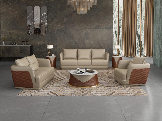 Italienesch Designer Wunnzëmmer Miwwelen Ledersofa Canapé Garnitur Sofa Canapé Set