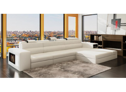 Designsfa Sofa mat USB Polster Ecksofa Garnitur Wunnlandschaft Ledersofa Canapé