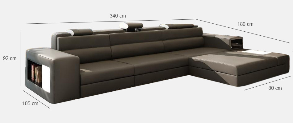 Designsfa Sofa mat USB Polster Ecksofa Garnitur Wunnlandschaft Ledersofa Canapé