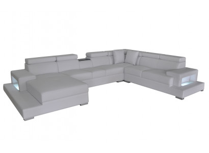Liederpolstersëtzkomplett Eck-Wunnzëmmer Sofa Couch XXL Designer Garnitur Sofas + USB