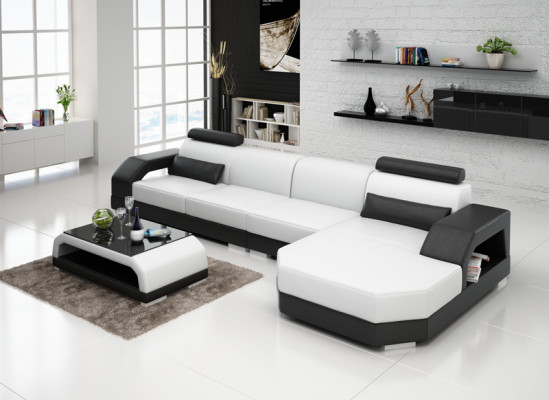 Ledercouch Wunnlandschaft Canapé Eck Garnitur Design Modern Canapé G8001C