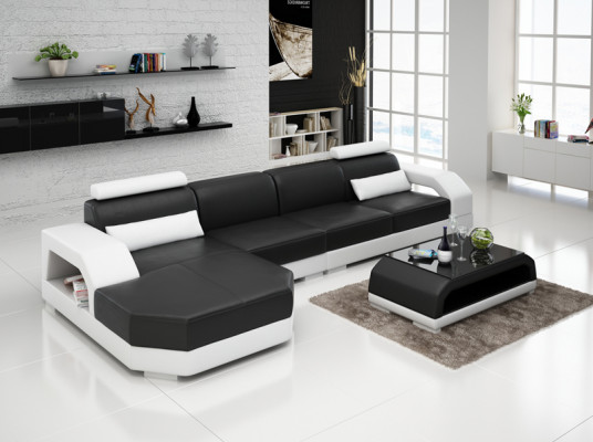 Ledercouch Wunnlandschaft Canapé Eck Garnitur Design Modern Canapé G8001C